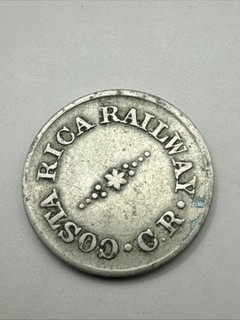 COSTA RICA RAILWAY C. R. FIVE 5 CENTAVOS TOKEN / COIN