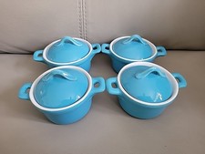 Colour Works Blue/White Ceramic Pots with Lids X4 Brand New In Box