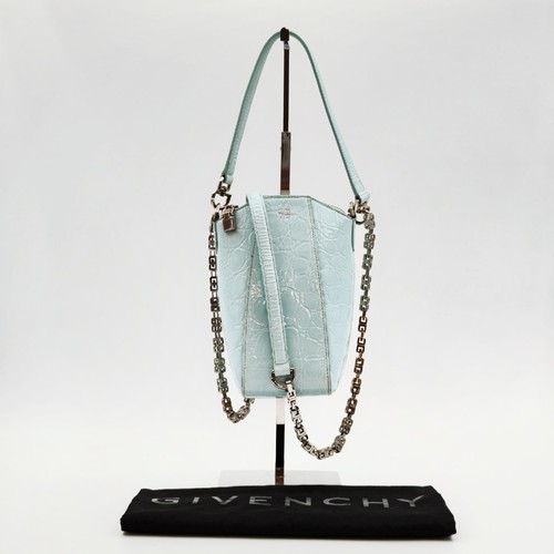 Givenchy Vintage 4G Croc Embossed Leather Mini Chain Shoulder Bag