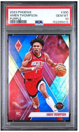 2023-24 Panini Phoenix Amen Thompson Rookie Purple /150 PSA 10 Rockets RC