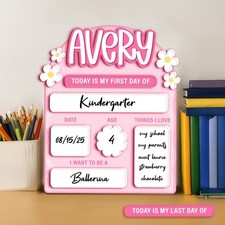 Personalized First Day Of School Sign for Girl, 1st Day Of Kindergarten Board
