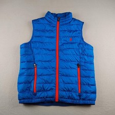 Polo Ralph Lauren Vest Boys Medium 10-12 Puffer Sleeveless Jacket Blue Orange