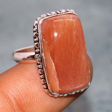 Sunstone 925 Silver Plated Ring US 10 New Year Gift JW