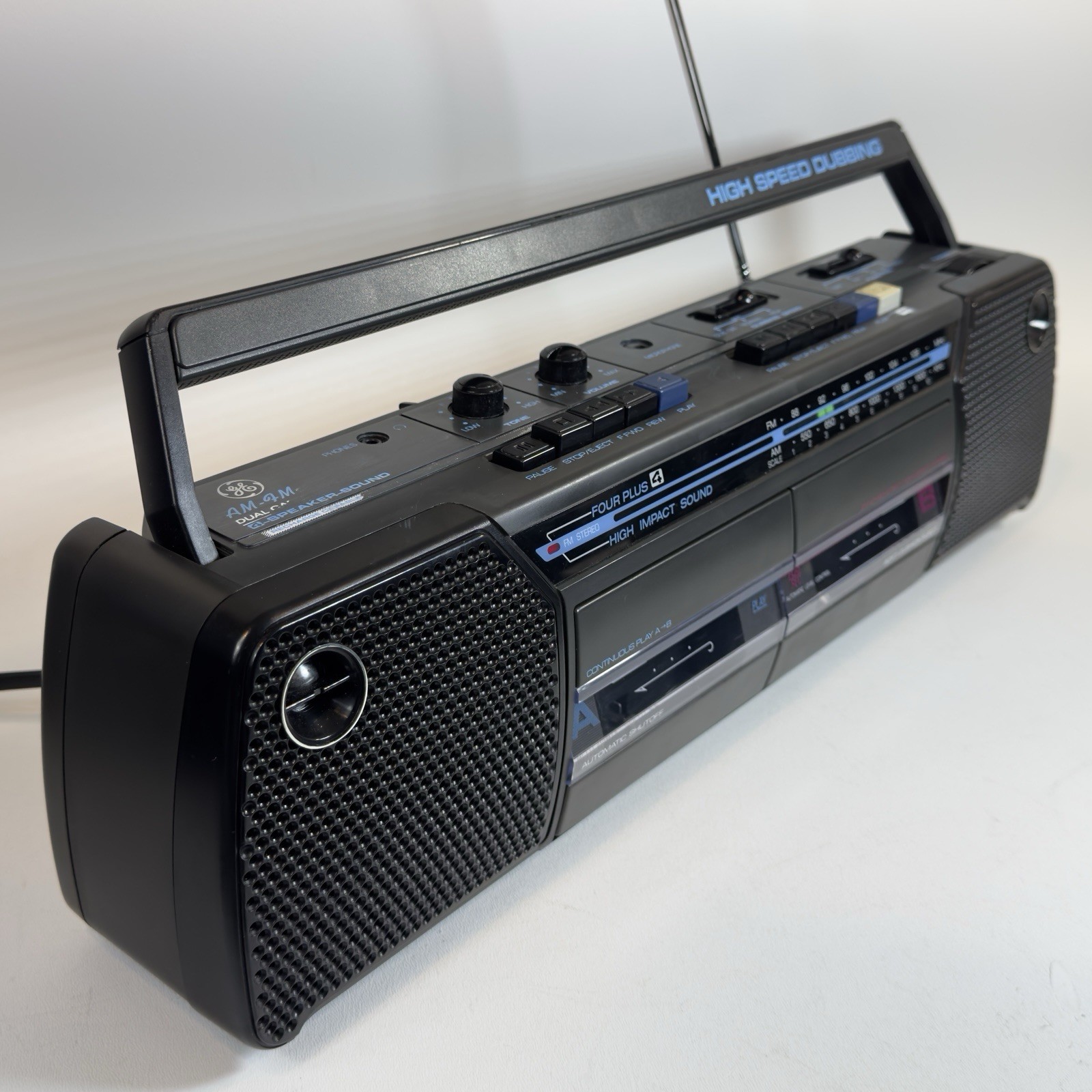 Vintage GE AM/FM Boom Box Dual Cassette | High Speed Dubbing