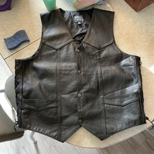 Genuine Leather Vest With Skull Patch
