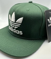 ADIDAS Mens Snapback Cap Green Trefoil Logo One Size - Winter Sale Free Delivery