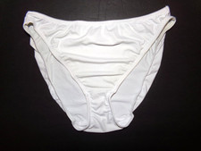 Vintage Vanity Fair White Nylon Satin School Girl Hi Cut Bikini Panties L