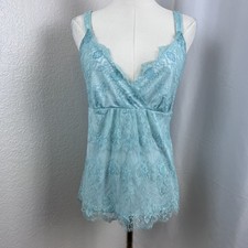 Vintage Y2K Lace Babydoll Top Womens XL Blue Tank Coquette Fairy Dreamy Romantic