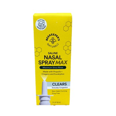 Beekeeper s Naturals Propolis Nasal Spray Max, Maximum Sinus Care, 1oz BB 3/2027