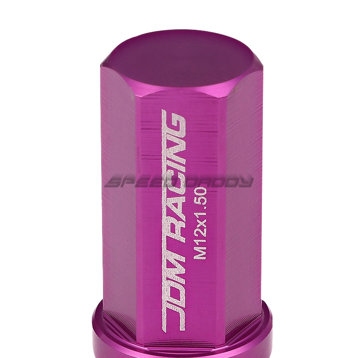 JDM CLOSED-END ALUMINUM PURPLE 20 LUG NUTS SET+ADAPTER M12X1.5 25MM OD/50MM TALL