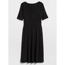 GAP Womens NEW With TAGS Sz S Black Scoop neck Short Sleeve Ribbed Swing Dress