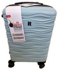 IT Luggage Wavelet 8 Wheel Hard Case 56cm Small Expandable Suitcase Blue Wash