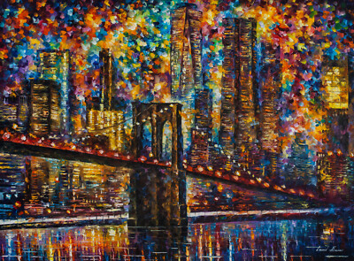 Leonid Afremov NIGHT OF NEW YORK 30''x24'' LIMITED EDITION GICLEE ORIGINAL #/25