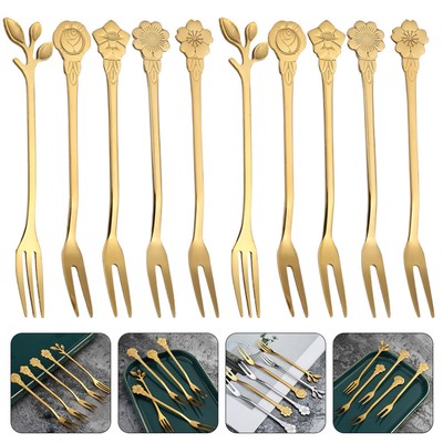 10 Pcs Fruit Fork Small Dessert Forks Stainless Steel Child Cute...