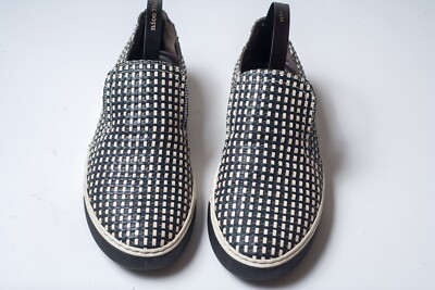 Lanvin Men\'s Slip-On Woven Casual Shoes in White and Black LANVIN Mens White Black Woven Leather Slip On Size 6 | eBay main image 3