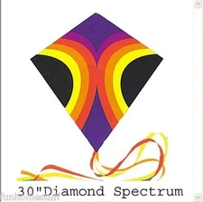 30" SPECTRUM DIAMOND NYLON FLYING IN WIND KITE + LINE, WINDER, & SKYTAILS