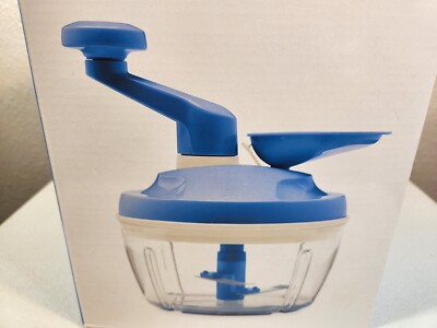 Tupperware Quick Chef Pro System-Manual Turn Handle Food Processor- Blue New Box