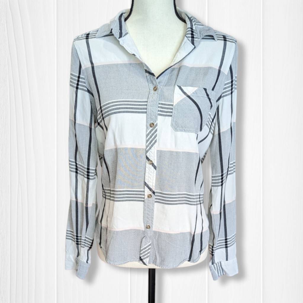 Universal Thread Tops Button Down White and Gray … - image 1