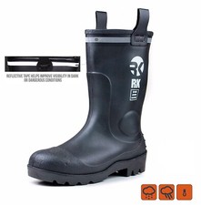 RK Mens Waterproof Rubber Sole Rain Boots - RKBS-BLK