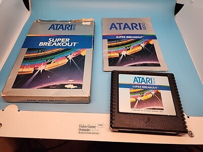 ATARI 5200 SUPER BREAKOUT Complete Original Box Manual TESTED Overlays