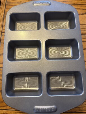 Circulon Nonstick Bakeware 6-Cup Mini Loaf Pan Gray NWOT