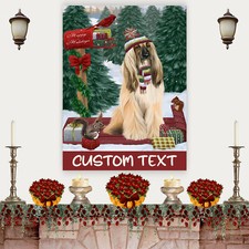 Afghan Hound Dog Canvas .75" Personalized Digital Painting Christmas NWT