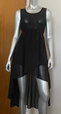 Sans Souci Black Sheer High Low Flowy Chiffon Special Occasion Dress Size S
