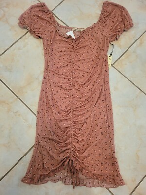 Juniors ladies casual old rose floral dress (Size L)