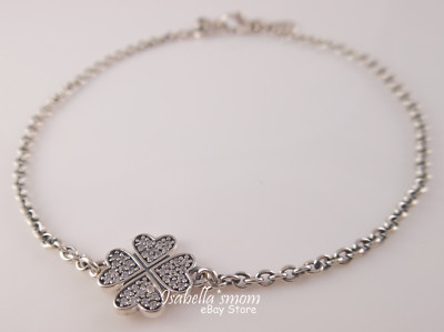 SYMBOL OF LUCKY IN LOVE Genuine PANDORA Silver CLOVER Bracelet 6.3