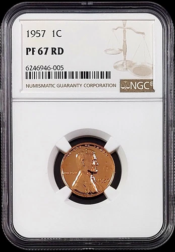 1957 Proof Lincoln Cent certified PF 67 RD by NGC!  sku 46005
