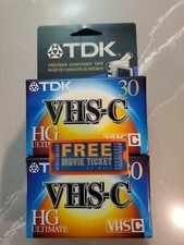 TDK 30 VHS-C Camcorder Videotape HG Ultimate 2 Pack NEW Cassette Tape SEALED