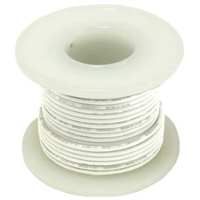 25 Feet White 22 Gauge Stranded Hook-Up Wire, Tinned Copper, PVC Insulation