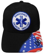 Black Official EMS EMT First Responder Adjustable Cap Paramedic Ambulance Hat