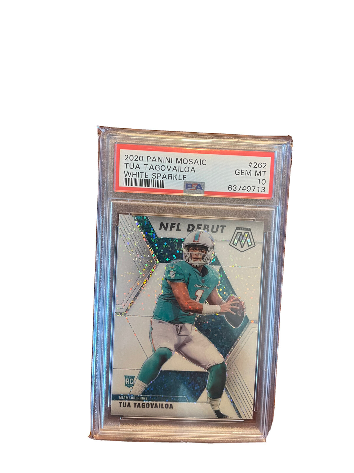 2020 Panini Mosaic Tua Tagovailoa RC Rookie #262 White Sparkle SSP Graded PSA 10