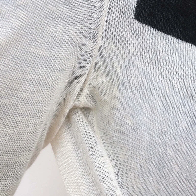 Theory Argyle Intarsia Sweater Ivory Linen-Blend Size Petite Crewneck Pullover - Image 4 of 4