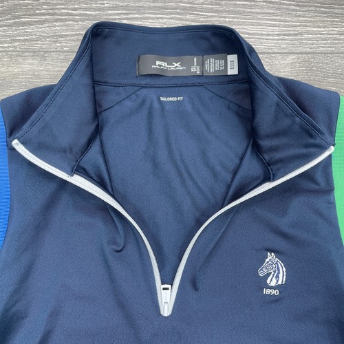 RLX Ralph Lauren Polo Vest Womens XS Navy Sleeveless Mock 1/4 Zip Tailored Golf - Picture 6 of 13