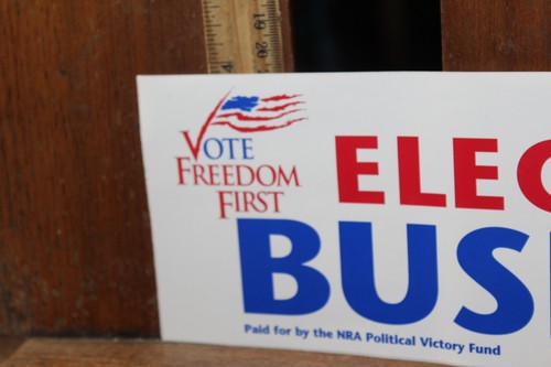 Vintage Political Bumper Sticker Free US Shipping NRA Elect Bush - Picture 2 of 4