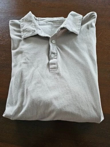 PAUL FREDRICK Silk Cotton Blend Polo 3 Button Long Sleeve Light Gray Pullover XL - Image 2 of 4