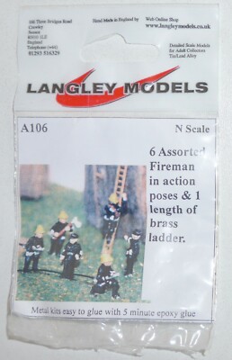 Langley Models A106 Figuren Feuerwehr (Inhalt: 6 Stück) unbemalt Spur N OVP