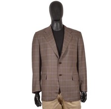 RRP5200 Men's Kiton Napoli Blazer 46US/UK 56IT 100 Cashmere Brown Check