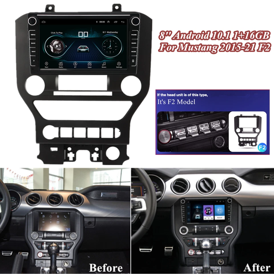 Reproductor estéreo radio 8"" Android 10.1 1+16 GB WiFi para Ford Mustang 2015-21 F2 Foto 2 de 4