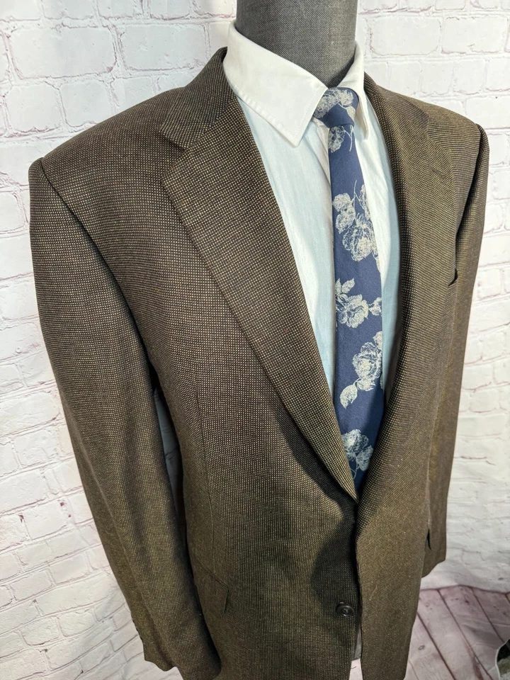 Abrigo Blazer Chaqueta Abrigo Deportivo HICKEY FREEMAN Para Hombres Marrón PUNTO AGUJA LANA 46L Foto 3 de 4