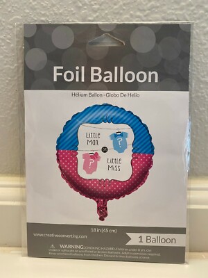 Little Man or Little Miss 18'' Round Foil Balloon  -  Gender Reveal Party Balloon