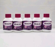 MiraLAX Powder Laxative ~ 5 PACK ~  Total 8.3oz X 5 Bottles New Sealed Lot