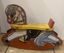 Vintage Cass Toy Colorful Painted Wooden Rocking Horse COLLECTORS ITEM 