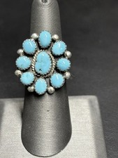 NATIVE AMERICAN 925 STERLING SILVER AND TURQUOISE RING SIZE 6.5
