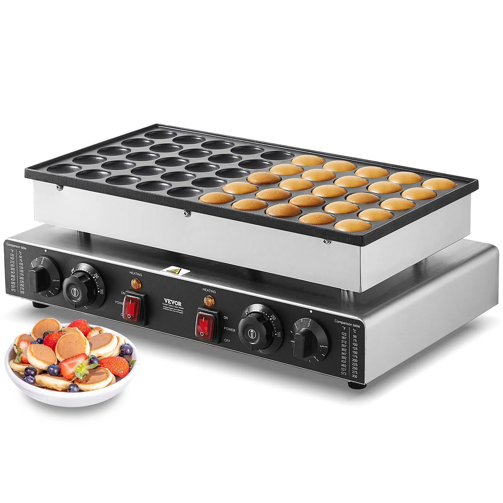 Mini Dutch Pancake Maker, 50PCS 43mm Diameter Dorayaki Baker Machine, 1700W Com
