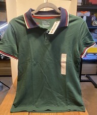 Cat Jack Boys Green Polo Shirt L 10/12 Short Sleeve Striped Collar Cuffs