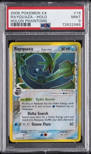 2006 POKEMON EX HOLON PHANTOMS #16 RAYQUAZA-HOLO PSA 9