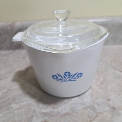 Vintage  CorningWare 1QT Blue Cornflower Sauce Maker W/Lid Corning Ware